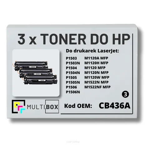 3-PAK Multibox Toner do HP CB436A 36A P1505 M1120 Zamiennik
