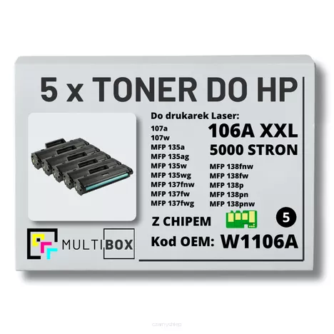Toner do HP W1106A XXL Laser 106A 107a 135a 137wg 138fw 5-pak zamiennik Multibox