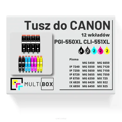 12-PAK Multibox Tusz do CANON PGI550XL CLI551XL black pigment / black / cyan / magenta / yellow zamiennik