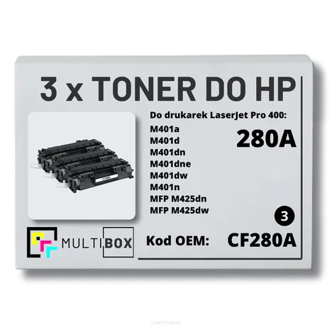 Toner do HP CF280A 80A M401 M425 3-pak Zamiennik Multibox