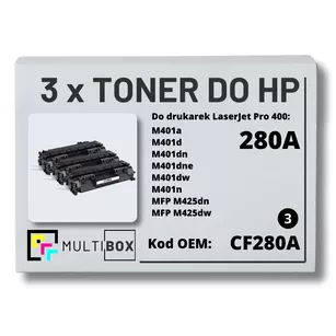 Toner do HP CF280A 80A M401 M425 3-pak Zamiennik Multibox