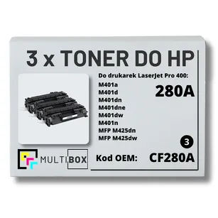 3-PAK Multibox Toner do HP CF280A 80A M401 M425 Zamiennik