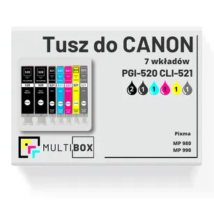7-PAK Multibox Tusz do CANON PGI520 CLI521 black pigment / black / cyan / magenta / yellow / grey zamiennik