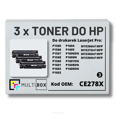 3-PAK Multibox Toner do HP CE278X 78X P1566 P1606 Zamiennik