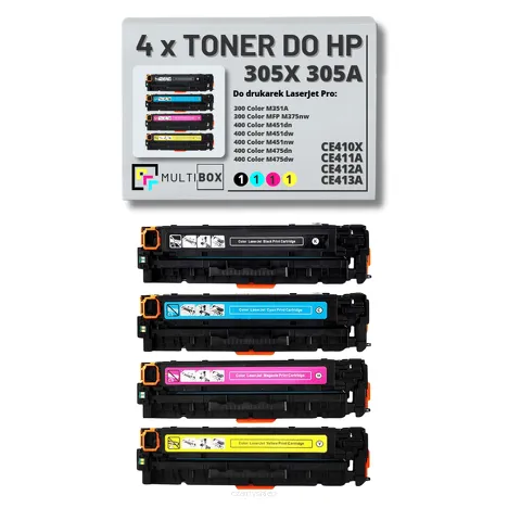4-PAK Multibox Toner do HP 305X 305A CMYK CE410X CE411A CE412A CE413A zamiennik