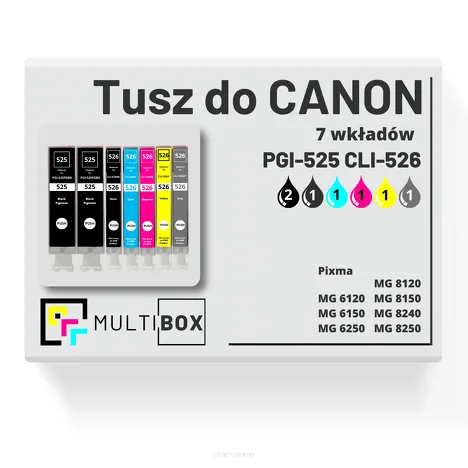 7-PAK Multibox Tusz do CANON PGI525 CLI526 black pigment / black / cyan / magenta / yellow / grey zamiennik