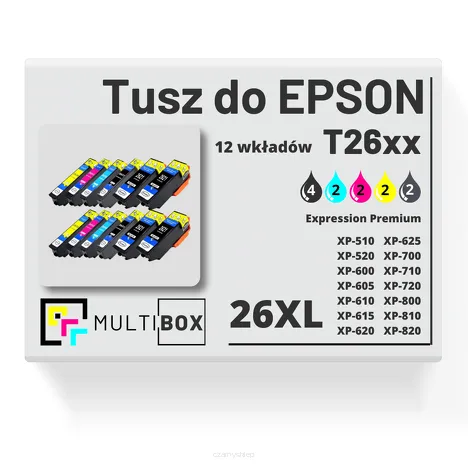 12-PAK Multibox Tusz do EPSON 26XL T2621 T2631 T2632 T2633 T2634 cyan / magenta / yellow / black / photo black zamiennik