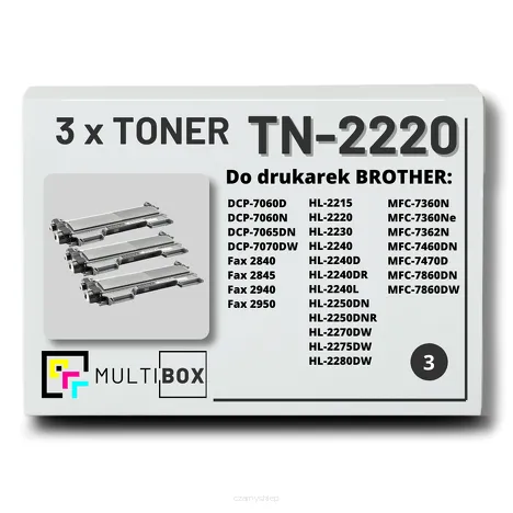 3-PAK Multibox Toner do BROTHER TN2220 zamiennik