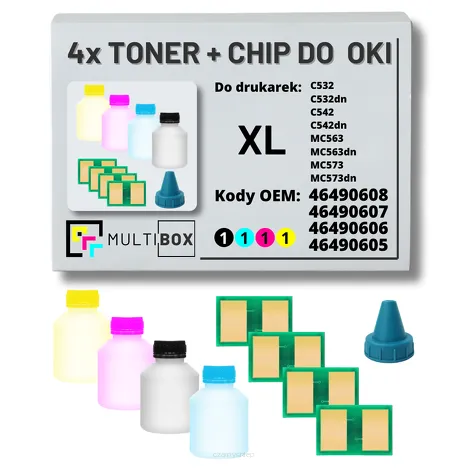 4-PAK Multibox Tonery + chipy do OKI C532 C542 MC563 MC573 XL 7,0K/3x6,0K