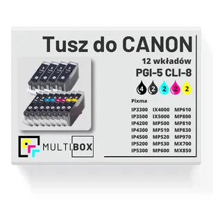 12-PAK Multibox Tusz do CANON PGI5 CLI8 black pigment / black / cyan / magenta / yellow zamiennik