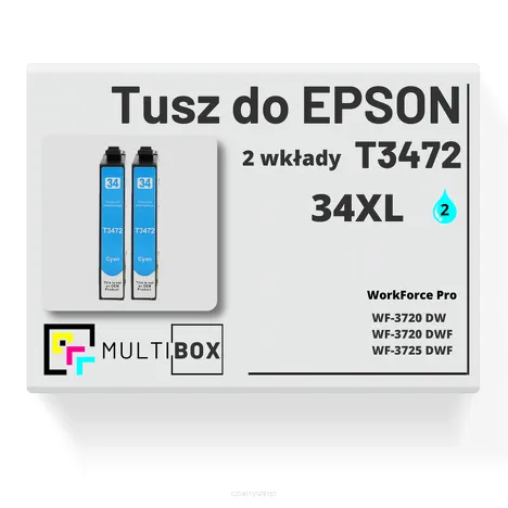 2-PAK Multibox Tusz do EPSON 34XL T3472 C13T34724010 cyan zamiennik