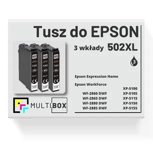 3-PAK Multibox Tusz do EPSON 502XL T02W1 C13T02W14010 black zamiennik