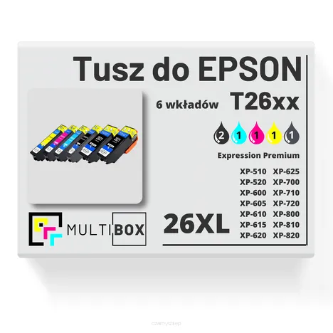 6-PAK Multibox tusz do EPSON 26XL T2621 T2631 T2632 T2633 T2634 cyan / magenta / yellow / black / photo black zamiennik