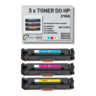 3-PAK Multibox Toner do HP 216A CMY W2411A W2412A W2413A zamiennik BEZ CHIPA