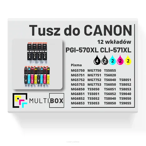 12-PAK Multibox Tusz do CANON PGI570XL CLI571XL black pigment / black / cyan / magenta / yellow zamiennik