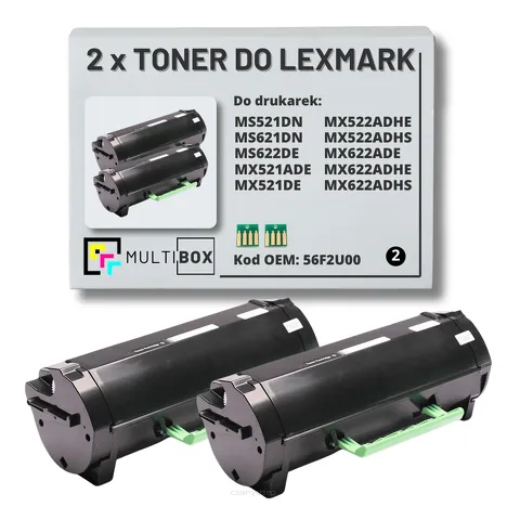 2-PAK Multibox Toner do LEXMARK MS521 MS621 MS622 MX521 MX522 MX622 56F2U00 2x25.0K zamiennik