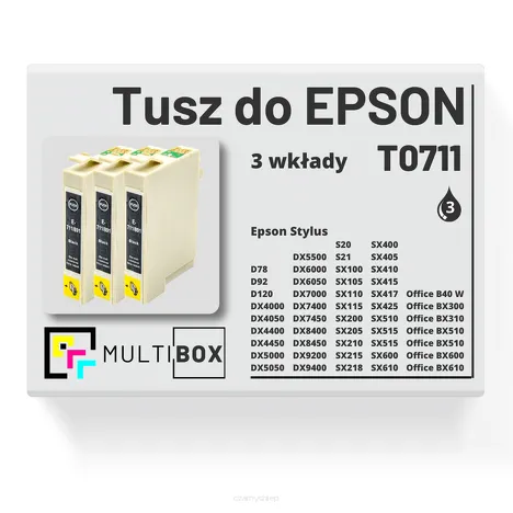 3-PAK Multibox Tusz do EPSON T0711 Black C13T07114011 black zamiennik