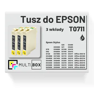 3-PAK Multibox Tusz do EPSON T0711 Black C13T07114011 black zamiennik