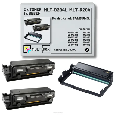 3-PAK Multibox 2x Toner + 1x Bęben do SAMSUNG M3325 M4025 MLTD204L MLTR204 SU929A 5K/30K Zamiennik