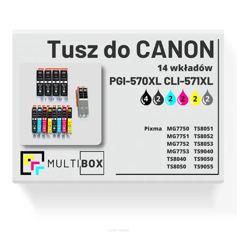 14-PAK Multibox Tusz do CANON PGI570XL CLI571XL  black pigment / black / cyan / magenta / yellow / grey zamiennik