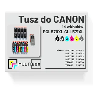 14-PAK Multibox Tusz do CANON PGI570XL CLI571XL  black pigment / black / cyan / magenta / yellow / grey zamiennik