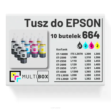 10-PAK Multibox Tusz do EPSON 664 T6641 T6642 T6643 T6644 cyan / magenta / yellow / black zamiennik