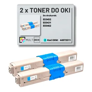 2-PAK Multibox Toner do OKI ES3452 ES5431 ES5462 44973511 cyan zamiennik