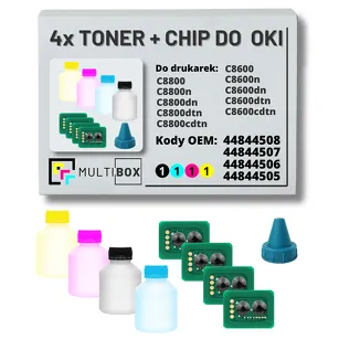 4-PAK Multibox Tonery + chipy do OKI C8600 C8800 4x6,0K