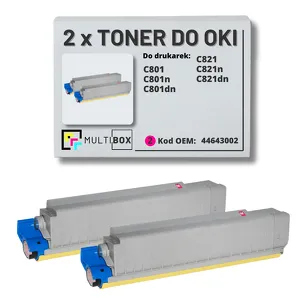 2-PAK Multibox Toner do OKI C801 C821 44643002 magenta zamiennik