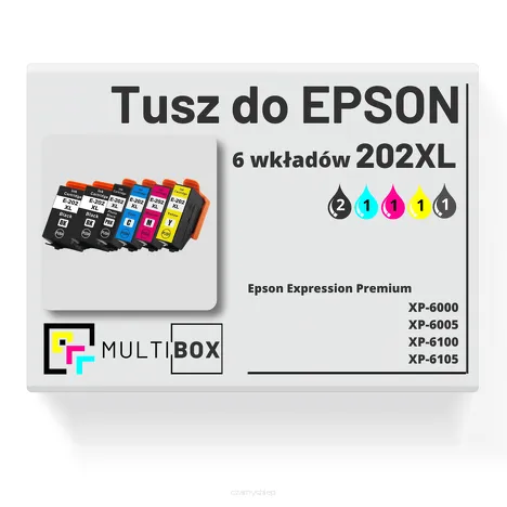 6-PAK Multibox tusz do EPSON 202XL T02G14 T02H14 T02H24 T02H34 T02H44 cyan / magenta / yellow / black / photo black zamiennik