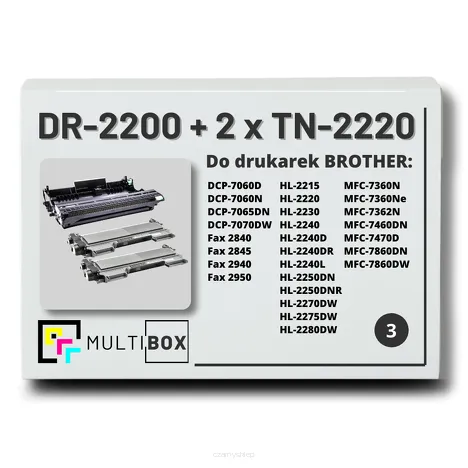 3-PAK Multibox 2x Toner + 1x Bęben do BROTHER TN2220 DR2200 zamiennik