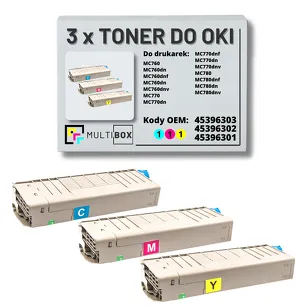 3-PAK Multibox Toner do OKI MC760 MC770 MC780 cyan/magenta/yellow zamiennik