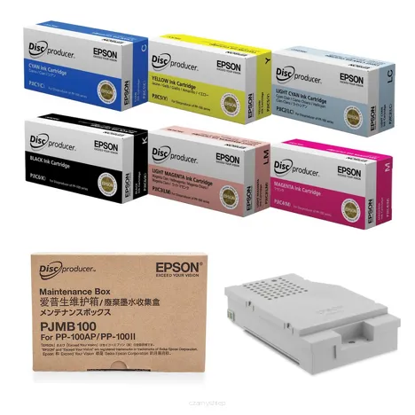 Epson tusz PJIC1 PJIC2 PJIC3 PJIC4 PJIC5 PJIC6 6-pak + pojemnik na tusz PJMB100