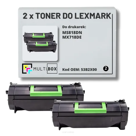 2-PAK Multibox Toner do LEXMARK MS818 MX718 53B2X00 2x45.0K zamiennik