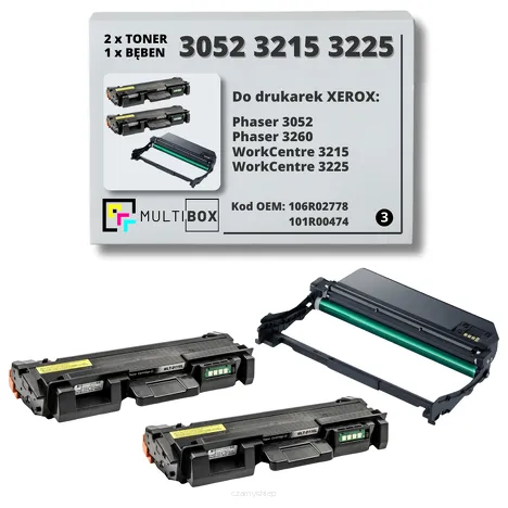 3-PAK Multibox 2x Toner + 1x Bęben do XEROX 3052 3215 3225 3260 106R02778 101R00474 2x3K/10K zamiennik