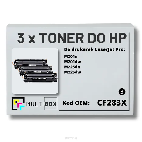 3-PAK Multibox Toner do HP CF283X 83X M201 M225 Zamiennik
