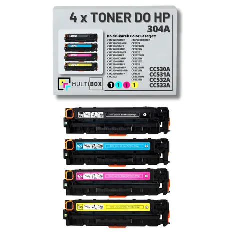 4-PAK Multibox Toner do HP 304A CMYK CC530A CC531A CC532A CC533A zamiennik