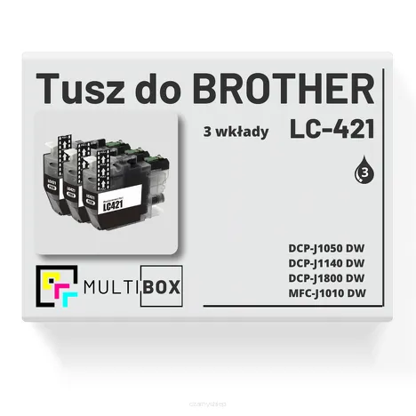 3-PAK Multibox Tusz do BROTHER LC421BK black zamiennik