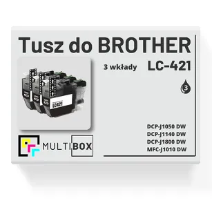 3-PAK Multibox Tusz do BROTHER LC421BK black zamiennik