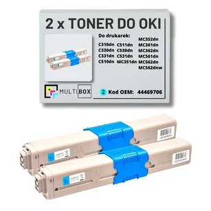 2-PAK Multibox Toner do OKI C310 MC362 MC562 44469706 cyan zamiennik
