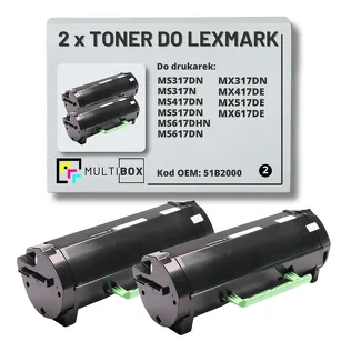 2-PAK Multibox Toner do LEXMARK MS317 MS417 51B2000 2x2.5K zamiennik