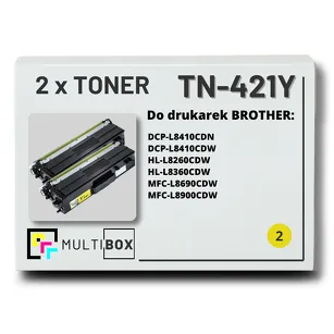2-PAK Multibox Toner do BROTHER TN421Y Yellow zamiennik