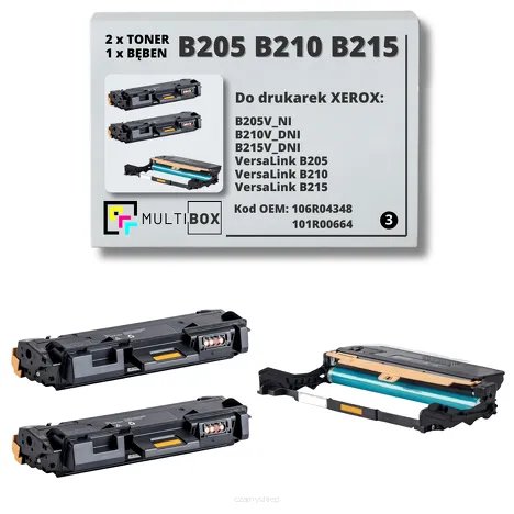 3-PAK Multibox 2x Toner + 1x Bęben do XEROX B205 B210 B215 106R04348 101R00664 2x3K/10K zamiennik