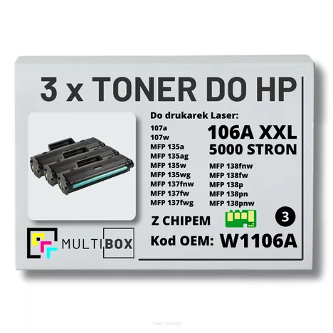 Toner do HP W1106A XXL Laser 106A 107a 135a 137wg 138fw 3-pak zamiennik Multibox