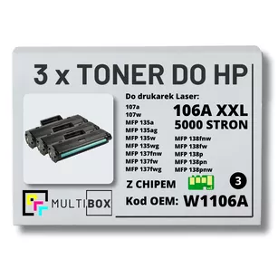 Toner do HP W1106A XXL Laser 106A 107a 135a 137wg 138fw 3-pak zamiennik Multibox