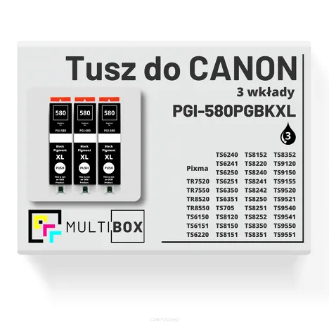 3-PAK Multibox Tusz do CANON PGI580PGBKXL black pigment zamiennik