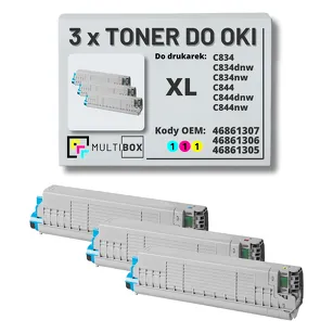3-PAK Multibox Toner do OKI C834 C844 XL cyan/magenta/yellow zamiennik