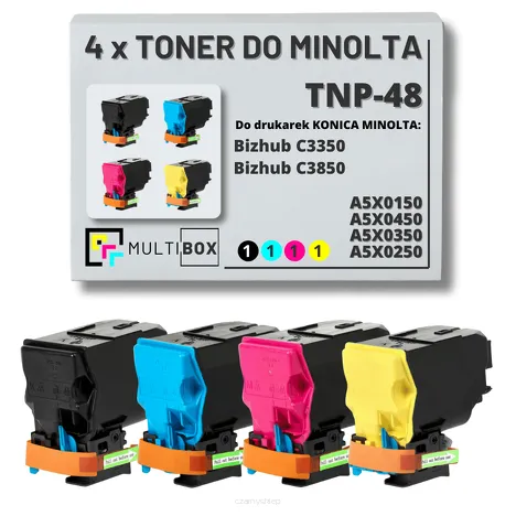4-PAK Multibox Toner do KONICA MINOLTA TNP48 A5X0150 A5X0450 A5X0350 A5X0250 BIZHUB C3350 C3850 4x10.0K CMYK zamiennik