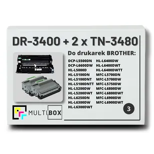 2x Toner do BROTHER TN-3480 + 1x Bęben DR-3400 3-pak Multibox zamiennik