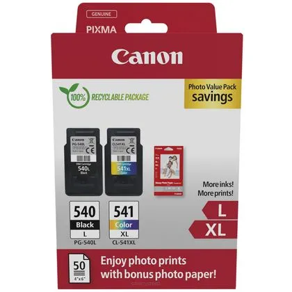 Canon oryginalny Tusz PG540L CL541XL + 50 x Papier 5224B012 oryginalny black + color 2-pak